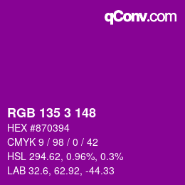 Color code: RGB 135 3 148 | qconv.com