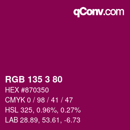 Color code: RGB 135 3 80 | qconv.com