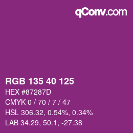 Color code: RGB 135 40 125 | qconv.com