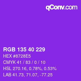 Color code: RGB 135 40 229 | qconv.com