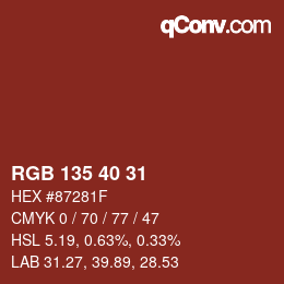 Color code: RGB 135 40 31 | qconv.com