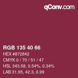 カラーコード: RGB 135 40 66 | qconv.com
