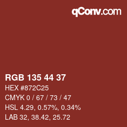 Color code: RGB 135 44 37 | qconv.com