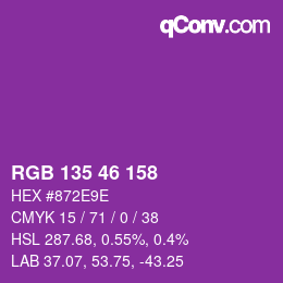 Color code: RGB 135 46 158 | qconv.com