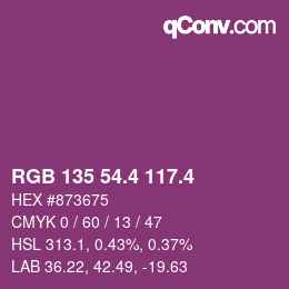 カラーコード: RGB 135 54.4 117.4 | qconv.com