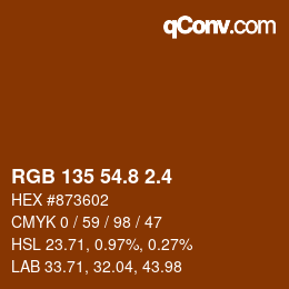 カラーコード: RGB 135 54.8 2.4 | qconv.com