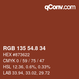 Color code: RGB 135 54.8 34 | qconv.com