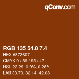 カラーコード: RGB 135 54.8 7.4 | qconv.com