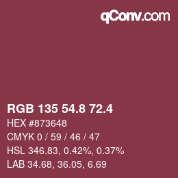 カラーコード: RGB 135 54.8 72.4 | qconv.com