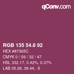 カラーコード: RGB 135 54.8 92 | qconv.com