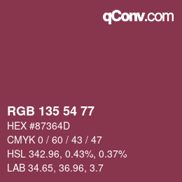 Color code: RGB 135 54 77 | qconv.com