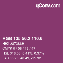 カラーコード: RGB 135 56.2 110.6 | qconv.com