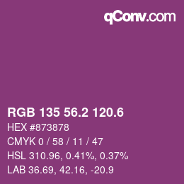 カラーコード: RGB 135 56.2 120.6 | qconv.com