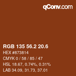 カラーコード: RGB 135 56.2 20.6 | qconv.com