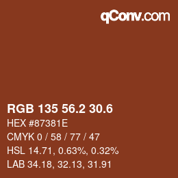 カラーコード: RGB 135 56.2 30.6 | qconv.com