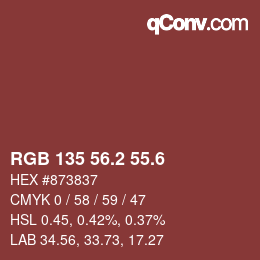 カラーコード: RGB 135 56.2 55.6 | qconv.com