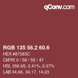 カラーコード: RGB 135 56.2 60.6 | qconv.com