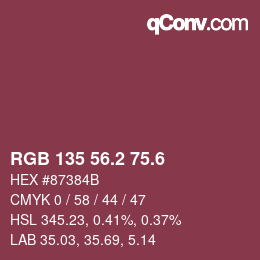 カラーコード: RGB 135 56.2 75.6 | qconv.com