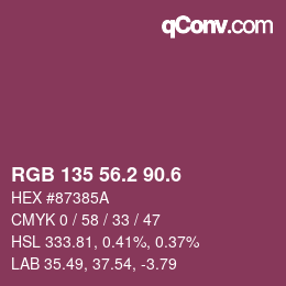 カラーコード: RGB 135 56.2 90.6 | qconv.com