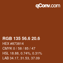 カラーコード: RGB 135 56.6 20.6 | qconv.com