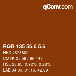 カラーコード: RGB 135 56.6 5.6 | qconv.com