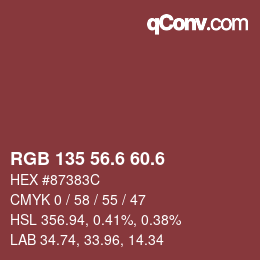 カラーコード: RGB 135 56.6 60.6 | qconv.com
