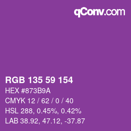 カラーコード: RGB 135 59 154 | qconv.com
