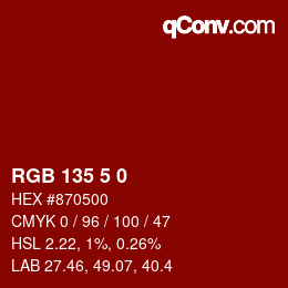 カラーコード: RGB 135 5 0 | qconv.com