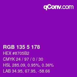 Color code: RGB 135 5 178 | qconv.com