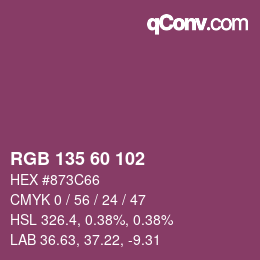 カラーコード: RGB 135 60 102 | qconv.com