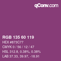 颜色代码: RGB 135 60 119 | qconv.com