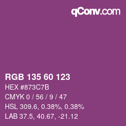 颜色代码: RGB 135 60 123 | qconv.com