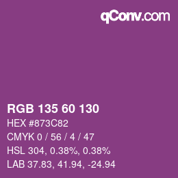 カラーコード: RGB 135 60 130 | qconv.com