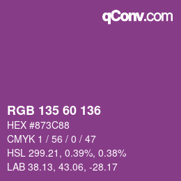 カラーコード: RGB 135 60 136 | qconv.com
