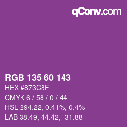 カラーコード: RGB 135 60 143 | qconv.com