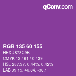 颜色代码: RGB 135 60 155 | qconv.com