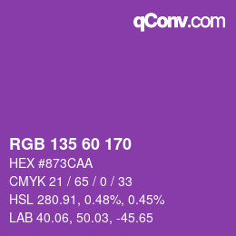 颜色代码: RGB 135 60 170 | qconv.com