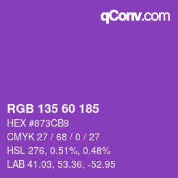 颜色代码: RGB 135 60 185 | qconv.com