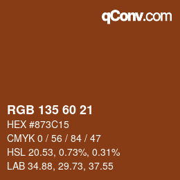 カラーコード: RGB 135 60 21 | qconv.com
