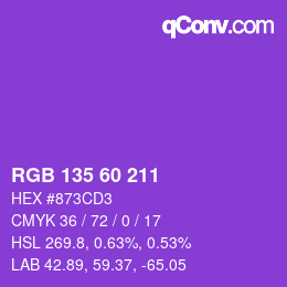 颜色代码: RGB 135 60 211 | qconv.com
