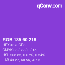 颜色代码: RGB 135 60 216 | qconv.com