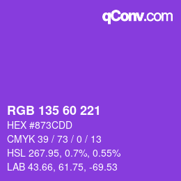 颜色代码: RGB 135 60 221 | qconv.com
