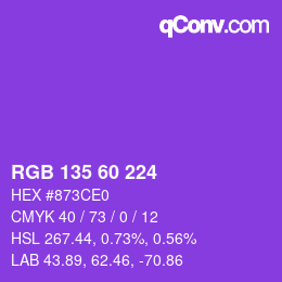 カラーコード: RGB 135 60 224 | qconv.com