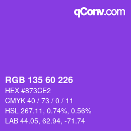 颜色代码: RGB 135 60 226 | qconv.com