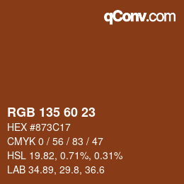 カラーコード: RGB 135 60 23 | qconv.com