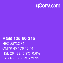 カラーコード: RGB 135 60 245 | qconv.com