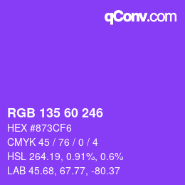 カラーコード: RGB 135 60 246 | qconv.com
