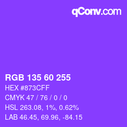カラーコード: RGB 135 60 255 | qconv.com