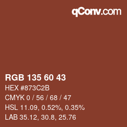 カラーコード: RGB 135 60 43 | qconv.com