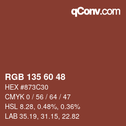 カラーコード: RGB 135 60 48 | qconv.com